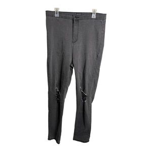 PRETTYLITTLETHING Plus Grey Knee Rip Disco Skinny Jeans Size 14